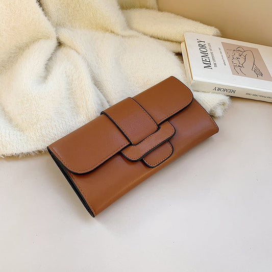 Long Wallet Female Personality Leather Clutch Bag Brown
