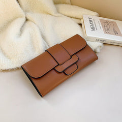 Long Wallet Female Personality Leather Clutch Bag Brown