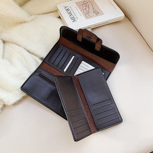 Long Wallet Female Personality Leather Clutch Bag Beige
