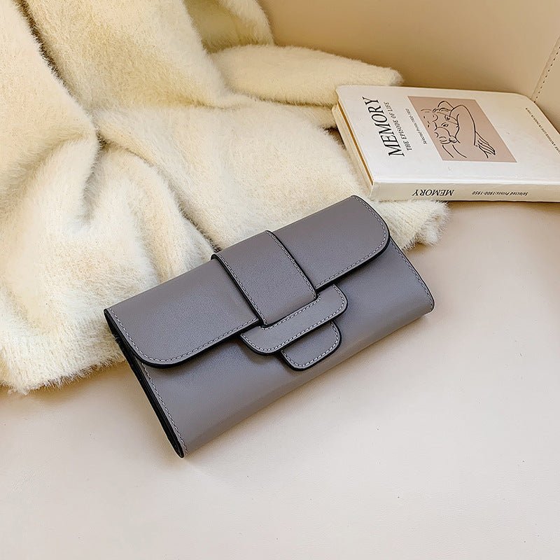 Long Wallet Female Personality Leather Clutch Bag Grey