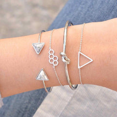 Love Leaves Multi - layer Bracelet Set: Elegant English Letters ZA1401 Silver