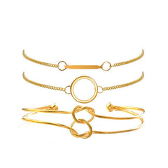 Love Leaves Multi - layer Bracelet Set: Elegant English Letters ZA1286 Gold