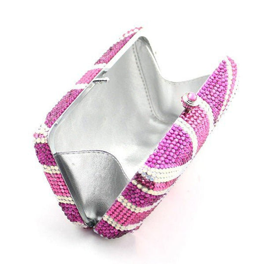 Luxury Full Diamond Crystal Clutch Rose Red