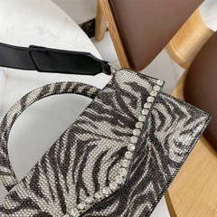 Luxury Leopard Diamonds Evening Handbag with Clutch One size