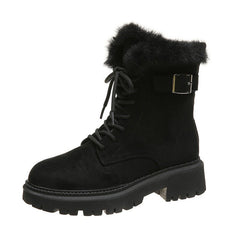 Martin Boots For Women Round Toe Suede Short Black