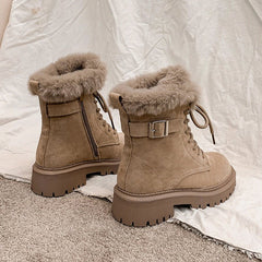 Martin Boots For Women Round Toe Suede Short Apricot