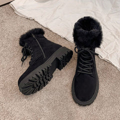 Martin Boots For Women Round Toe Suede Short Black