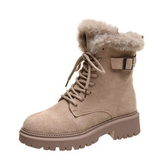 Martin Boots For Women Round Toe Suede Short Apricot