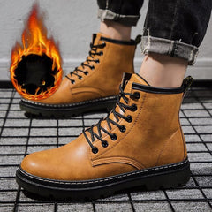Martin boots men's British style winter high - top short boots Brown