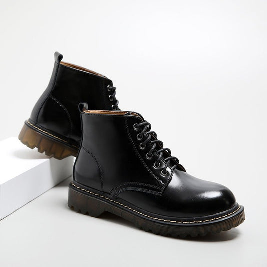 Martin Boots Women Belt Short Boots Women High Top Women Bright black