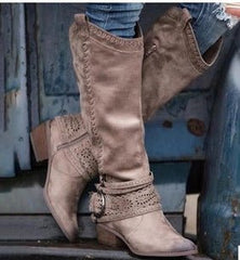 Martin boots, women's medium boots, Knights' boots Brown