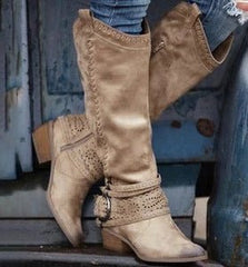 Martin boots, women's medium boots, Knights' boots Khaki