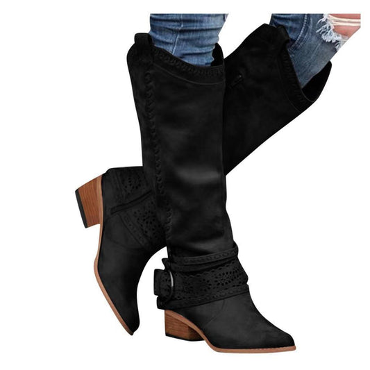 Martin boots, women's medium boots, Knights' boots Black