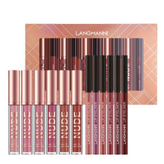 Matte Lipstick and Lip Liner Set: 12 - Piece Makeup Collection As shown