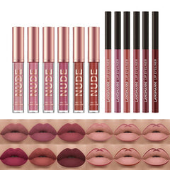 Matte Lipstick and Lip Liner Set: 12 - Piece Makeup Collection As shown