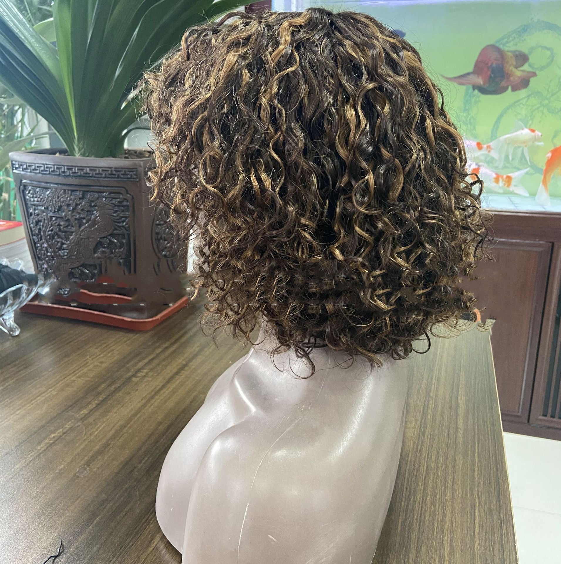 Mechanized Human Hair Bob Headgear Wig 427style