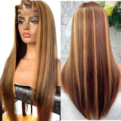 Medium - Length Straight Hair Colored Women's Wig Brown