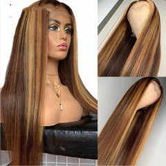 Medium - Length Straight Hair Colored Women's Wig Brown