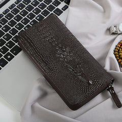 Men's Casual Leather Clutch Bag Dark brown