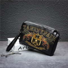 Men's embroidered pattern clutch bag Black