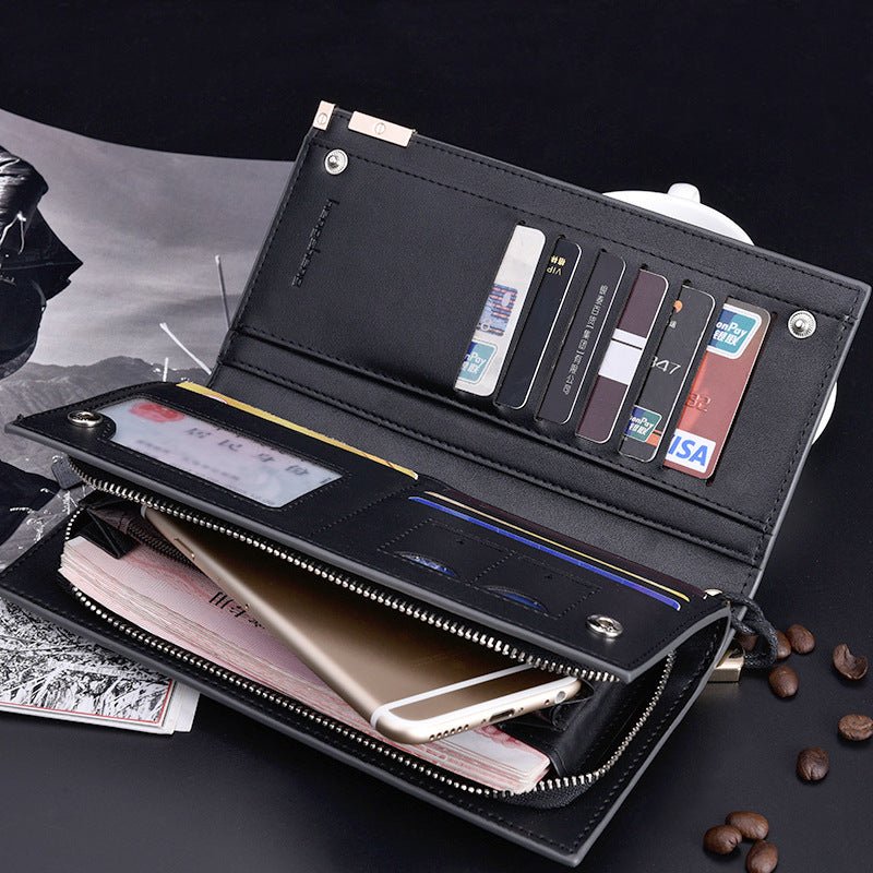 Men's Long Zipper Wallet Clutch Wholesale Clutch Coffee