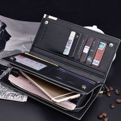 Men's Long Zipper Wallet Clutch Wholesale Clutch Coffee