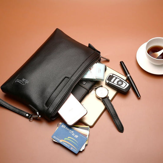 Men's soft leather clutch Black