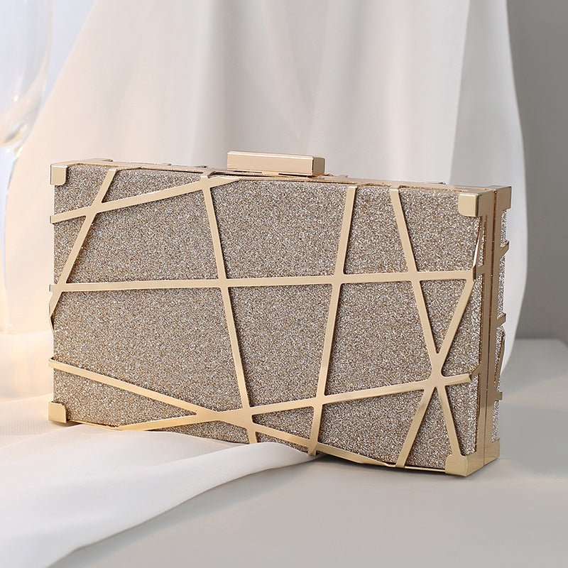 Metal Dinner Bag Diagonal Span Women's Hand Female Small Golden