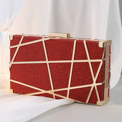 Metal Dinner Bag Diagonal Span Women's Hand Female Small Red