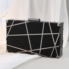 Metal Dinner Bag Diagonal Span Women's Hand Female Small Black