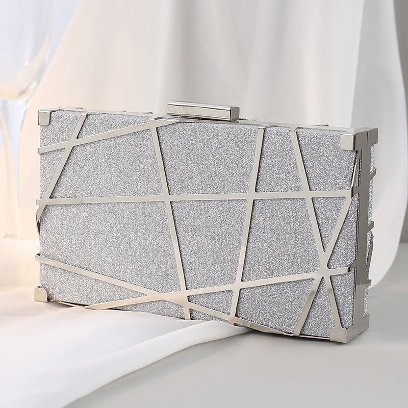 Metal Dinner Bag Diagonal Span Women's Hand Female Small Silver