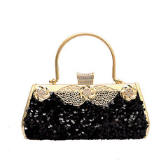 Metal Handbag With Diamond Banquet Clutch Black