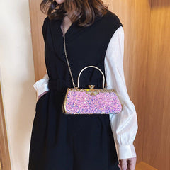 Metal Handbag With Diamond Banquet Clutch Black