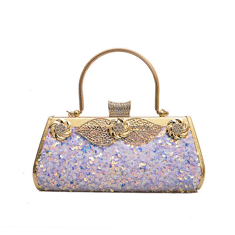 Metal Handbag With Diamond Banquet Clutch Silver
