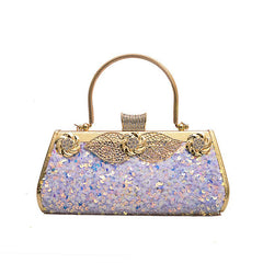 Metal Handbag With Diamond Banquet Clutch Silver
