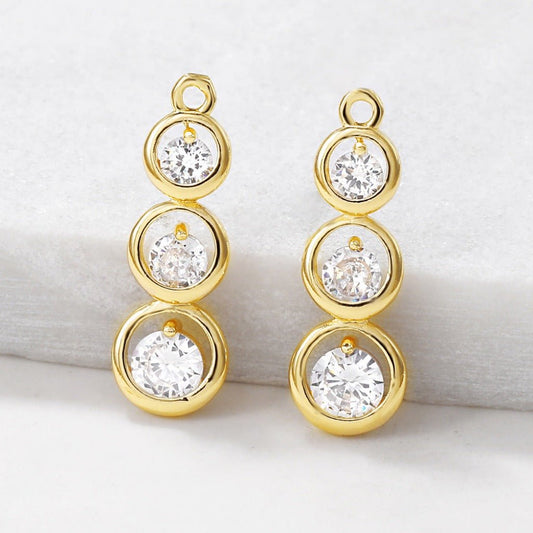 Metal Zircon - inlaid Pendant Earrings - DIY Ornament Accessories Set Gold