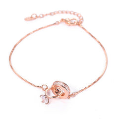 Micro Inlay Rhinestones Mori Style Bracelet: European & American Trend Rose Gold