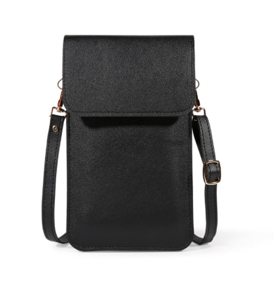 Mini Casual clutch Crossbody Bag for Women - Solid Color Mobile Wallet Black
