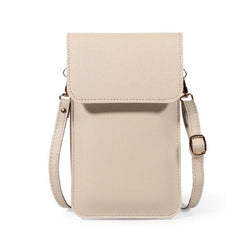 Mini Casual clutch Crossbody Bag for Women - Solid Color Mobile Wallet Beige