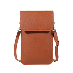 Mini Casual clutch Crossbody Bag for Women - Solid Color Mobile Wallet Brown