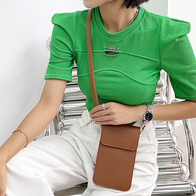 Mini Casual clutch Crossbody Bag for Women - Solid Color Mobile Wallet Beige