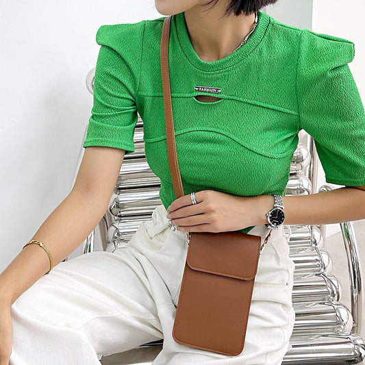 Mini Casual clutch Crossbody Bag for Women - Solid Color Mobile Wallet Beige