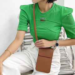 Mini Casual clutch Crossbody Bag for Women - Solid Color Mobile Wallet Beige