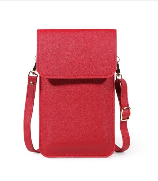 Mini Casual clutch Crossbody Bag for Women - Solid Color Mobile Wallet Red