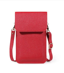 Mini Casual clutch Crossbody Bag for Women - Solid Color Mobile Wallet Red