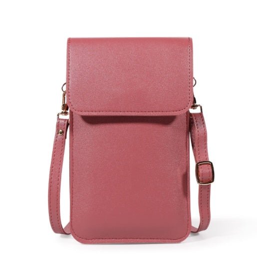 Mini Casual clutch Crossbody Bag for Women - Solid Color Mobile Wallet Pink