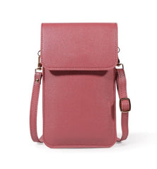 Mini Casual clutch Crossbody Bag for Women - Solid Color Mobile Wallet Pink