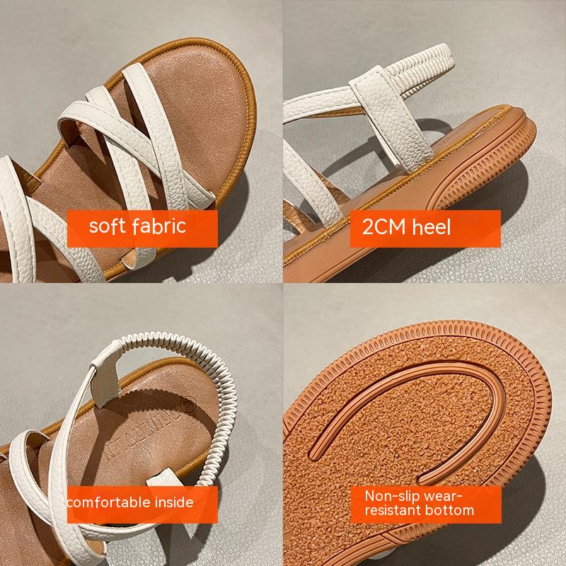 Minimalist Comfy Breathable Mesh Elastic Band Cover Flat Strap Sandals Brown