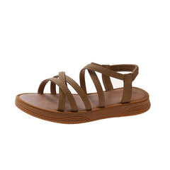 Minimalist Comfy Breathable Mesh Elastic Band Cover Flat Strap Sandals Brown