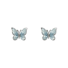 Morandi Blue Gradient Crystal Butterfly Stud Earrings for Women Style A